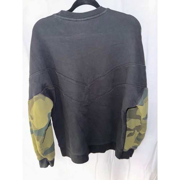 Adidas Crewneck Sweatshirt Mens L‎ Black Camo Long Sleeve Logo Pullover Casual - Picture 2 of 8